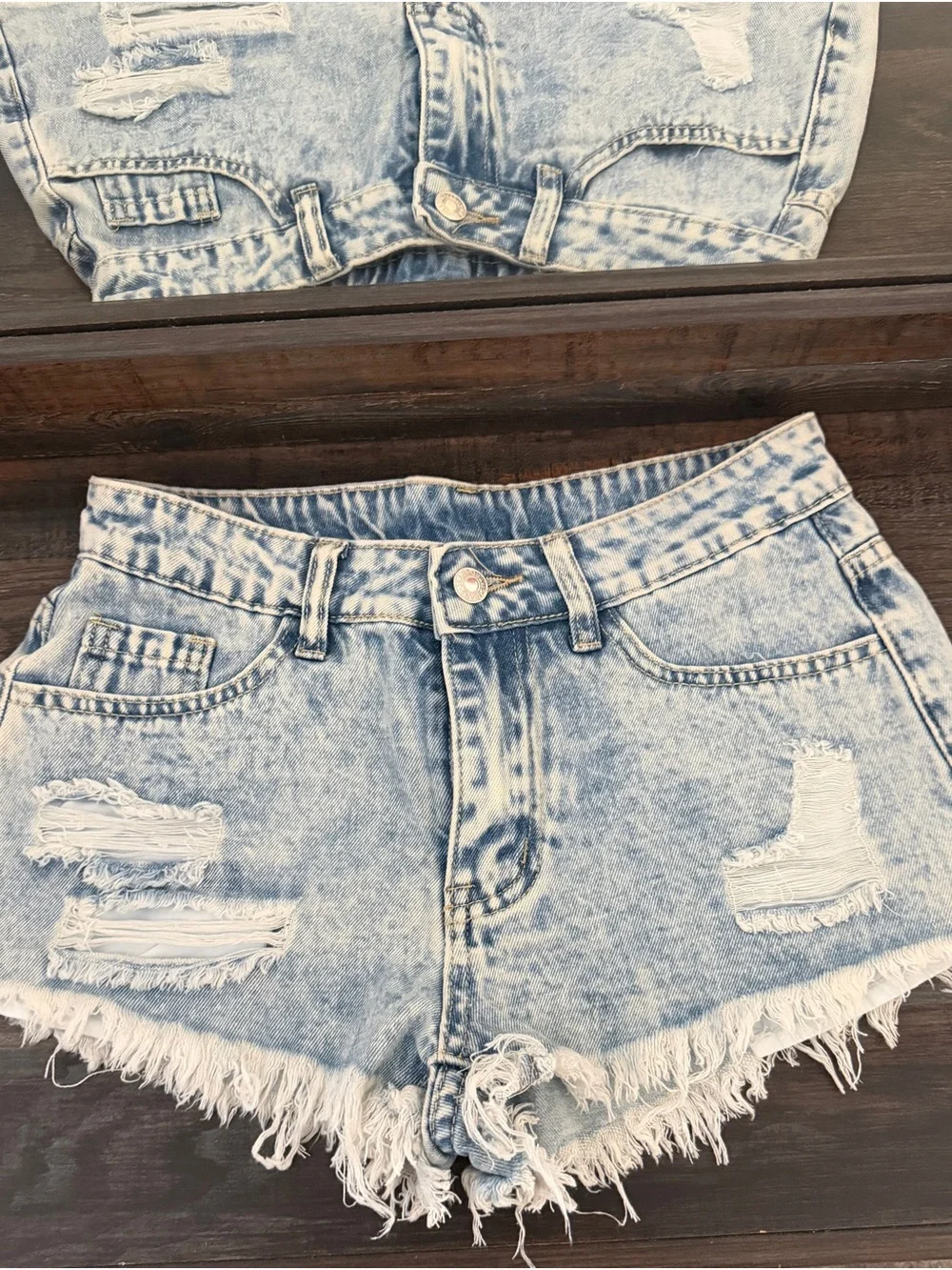 Light Wash Blue Denim Shorts